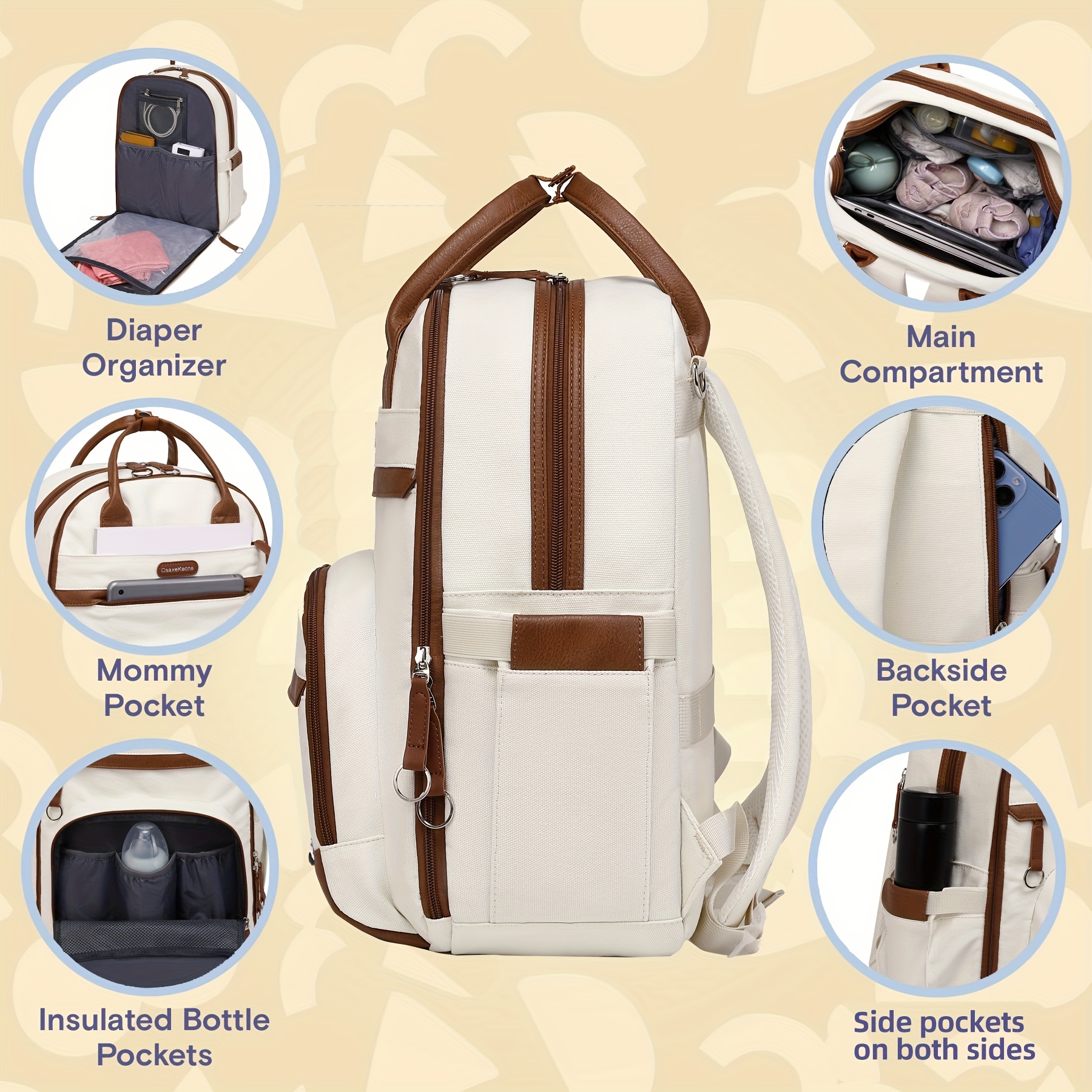Mochila para pañales, mochila multifuncional impermeable grande de viaje  para bebé, mochila para papá/mamá, mochila organizadora de cosas con