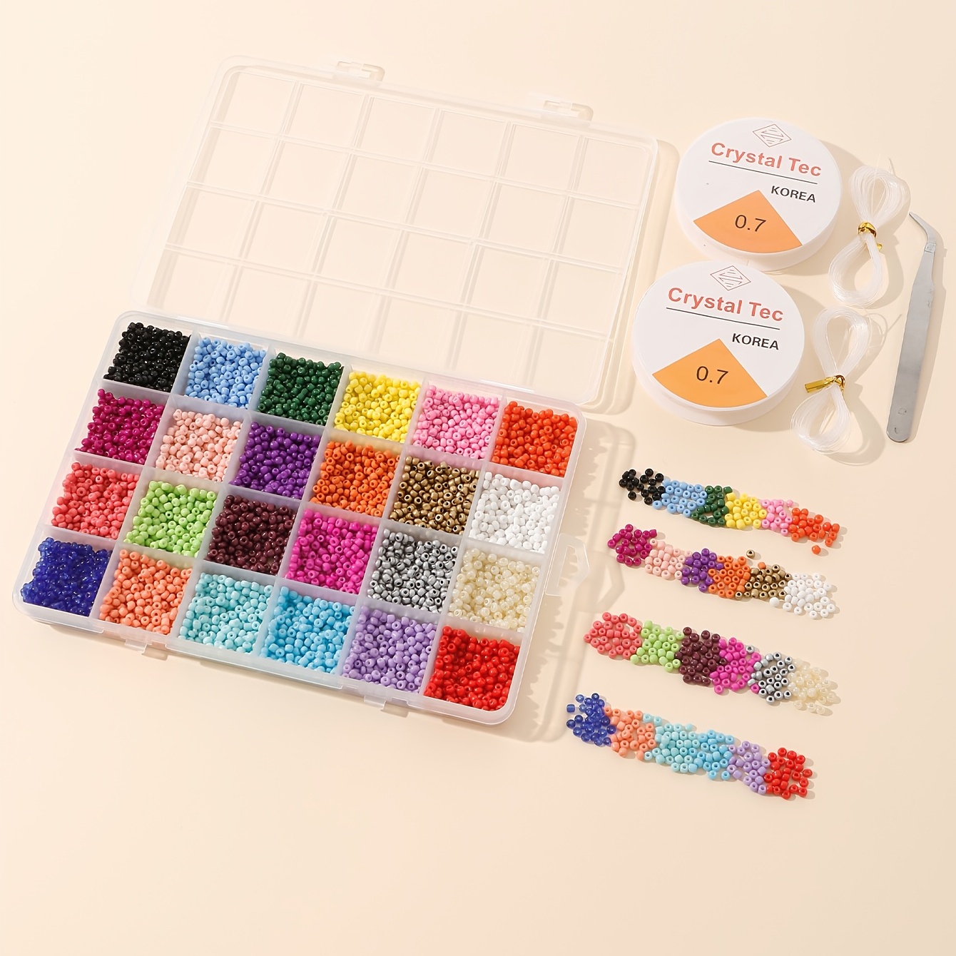 Pony Beads Set 24 Color Plastic Craft Beads For Diy Jewelry - Temu