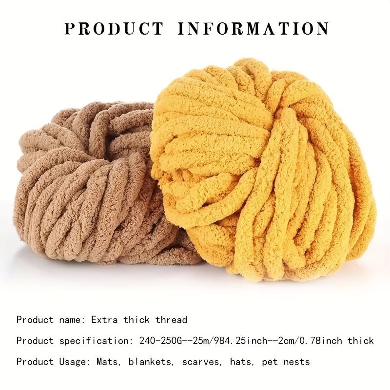 Chenille Yarn,100% Polyester,Vegan Chunky Yarn,Pink Jumbo Yarn DIY Knit  Chenille Yarn for Pet Mat/Hat/Throw,250g/8 oz