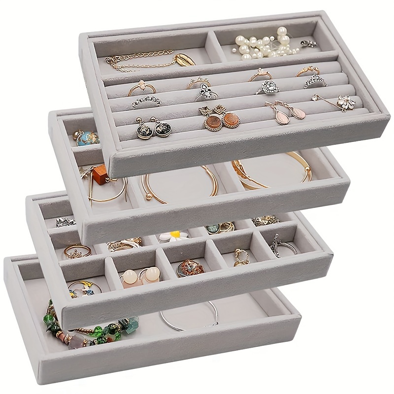 1pc velvet jewelry tray jewelry display stand stackable exquisite jewelry stand earring jewelry storage box portable ring earring necklace storage box jewelry box jewelry storage box details 5