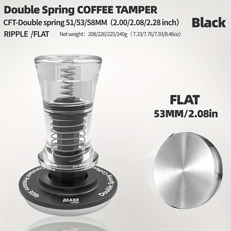 Coffee Tamper 51mm/58mm Espresso Constant Pressure Adjustable Height SUS304  Powder Hammer Tamper Flat Base Coffee Tool