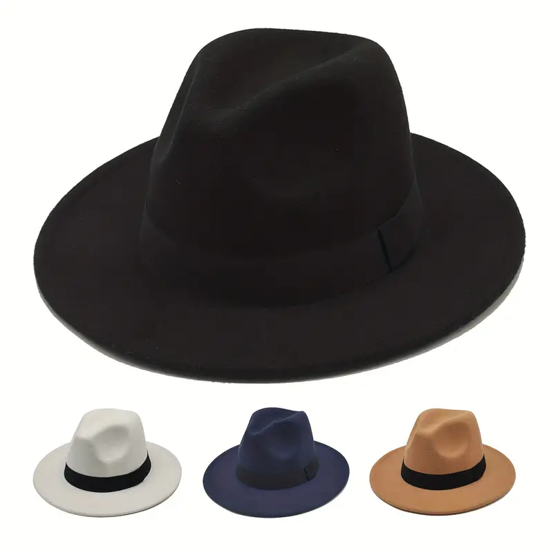 1pc Wide Brim Fedora Hats For Mens Womens Felt Fedora Hats With Hat Band  Ideal Choice For Gifts, Free Shipping On Items Shipped From Temu