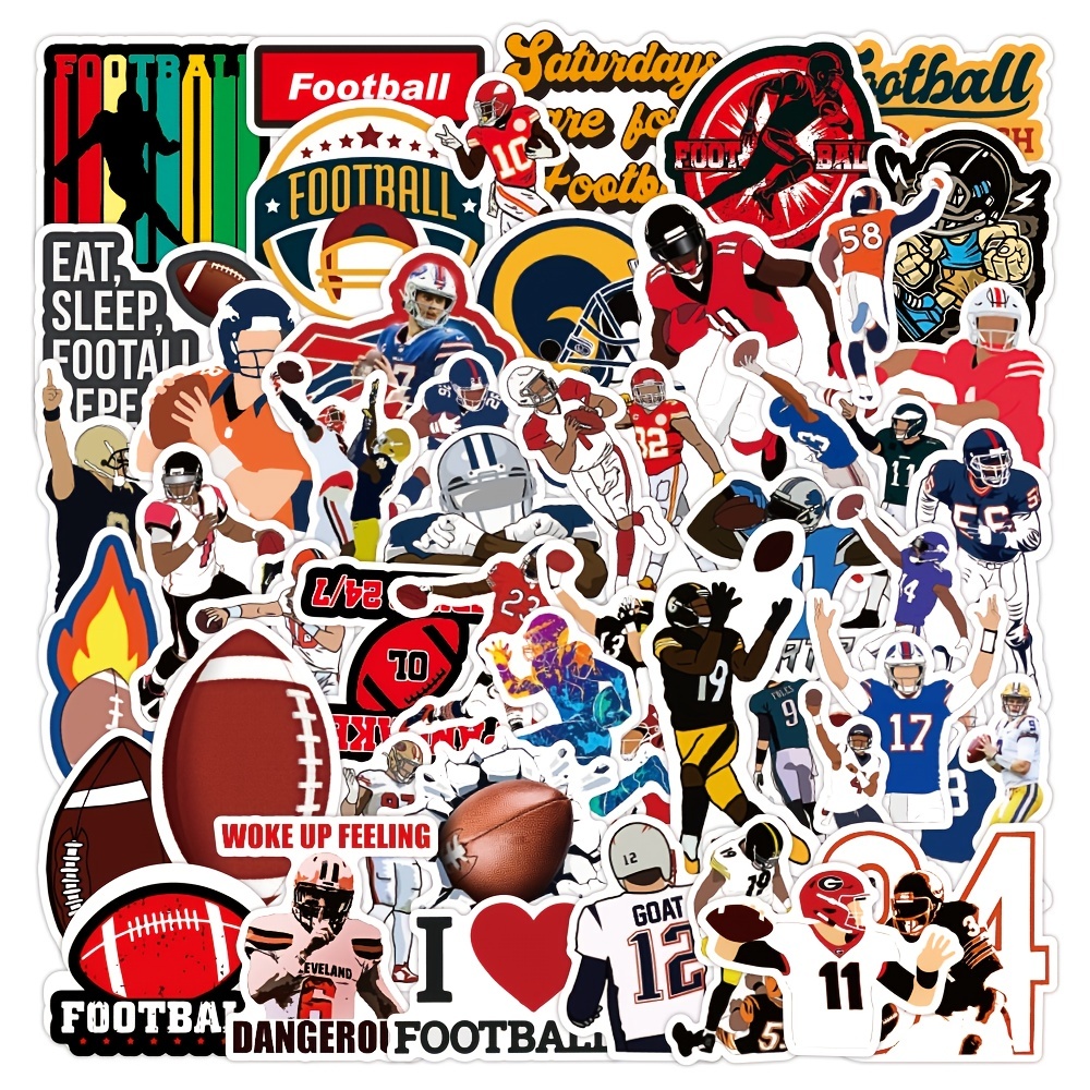 Football Stickers Water Bottle Stickers Computer Laptop Stickers Vinyl  Stickers Pack Gift Stickers, Waterproof Stickers for Kids Boys Girls Teens