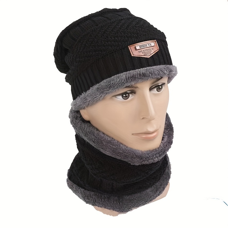 冬のビーニー帽子とスカーフセット 男性と女性のための暖かい厚みの