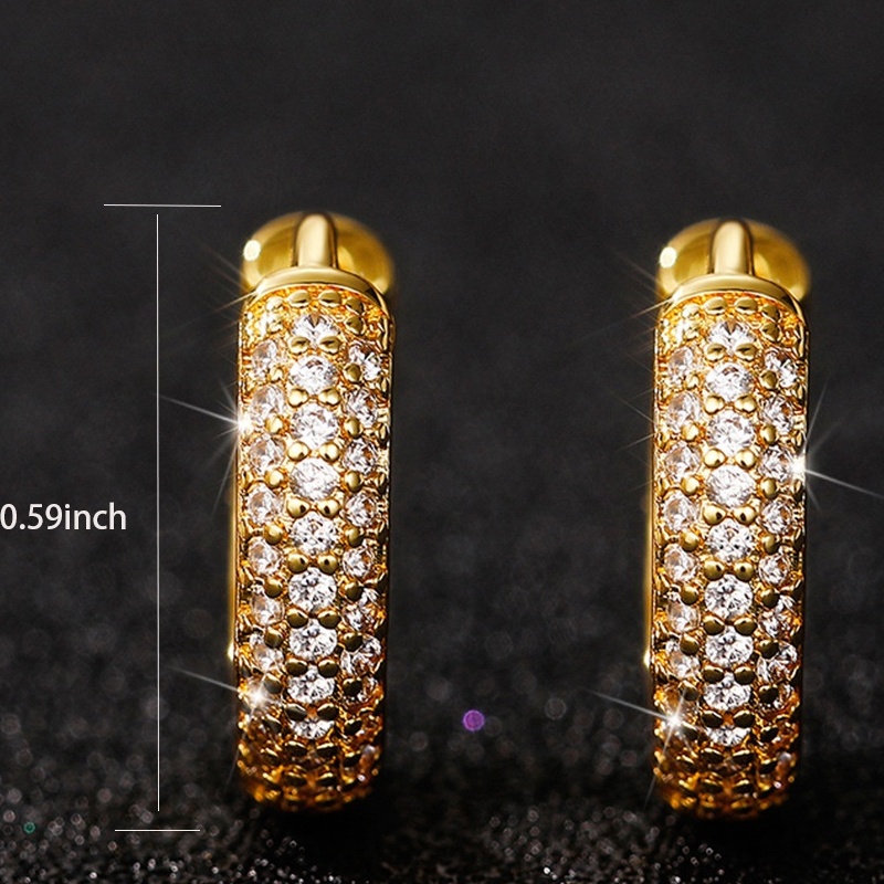 18K Plated Micro Pave Zircon Circle Small Hoop Earrings