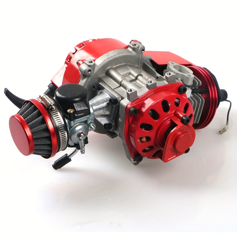  TC-Motor Minimoto Carburador de carbohidratos + filtro rojo +  pila CNC para piezas de motor de 2 tiempos, 47 cc, 49 cc, mini moto  infantil ATV Quad Dirt Pocket Bike : Automotriz