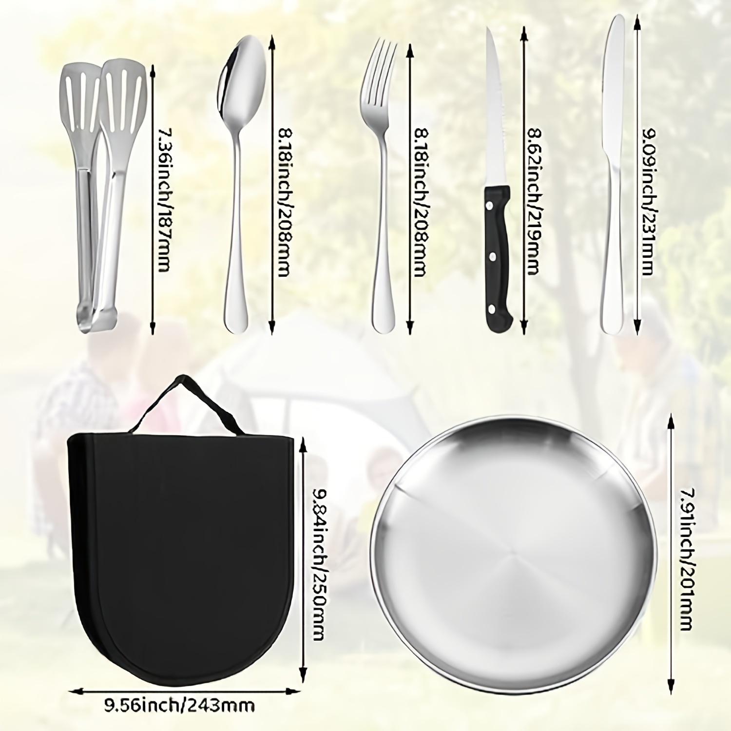 3Pcs Camping Tableware Utensils, Stainless Steel Portable Folding Cutlery  Set Knife Fork Spoon with Bag for Picnic Travel, Barbecue, Backpack Outdoor