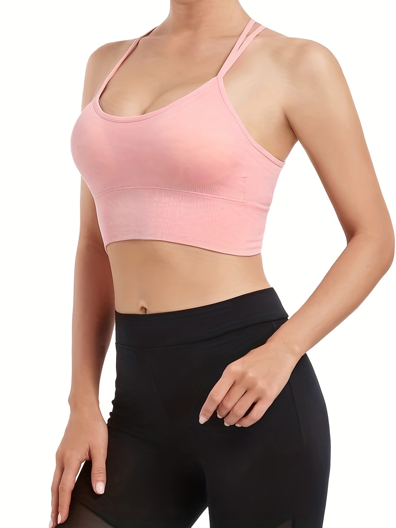 Comfortable Supportive Double Strap Sports Bra Seamless - Temu Canada