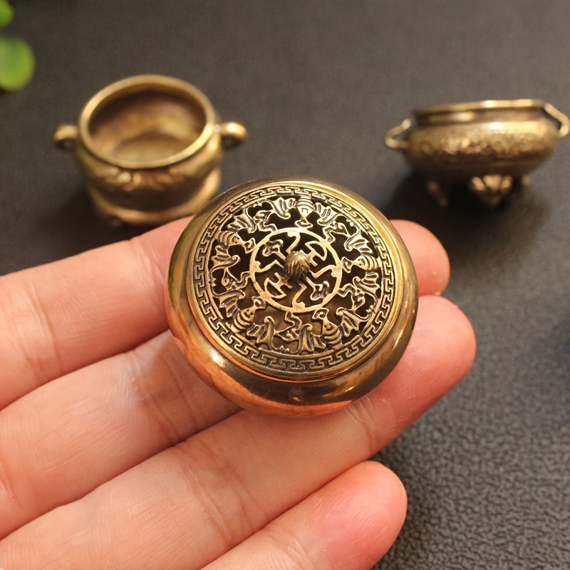 1pc Mini Brass Incense Burner, Small Fragrant Insert, Antique Pure Copper  Incense Stove, Portable With Mini Pocket Tower Incense, Thread Fragrance, Ho