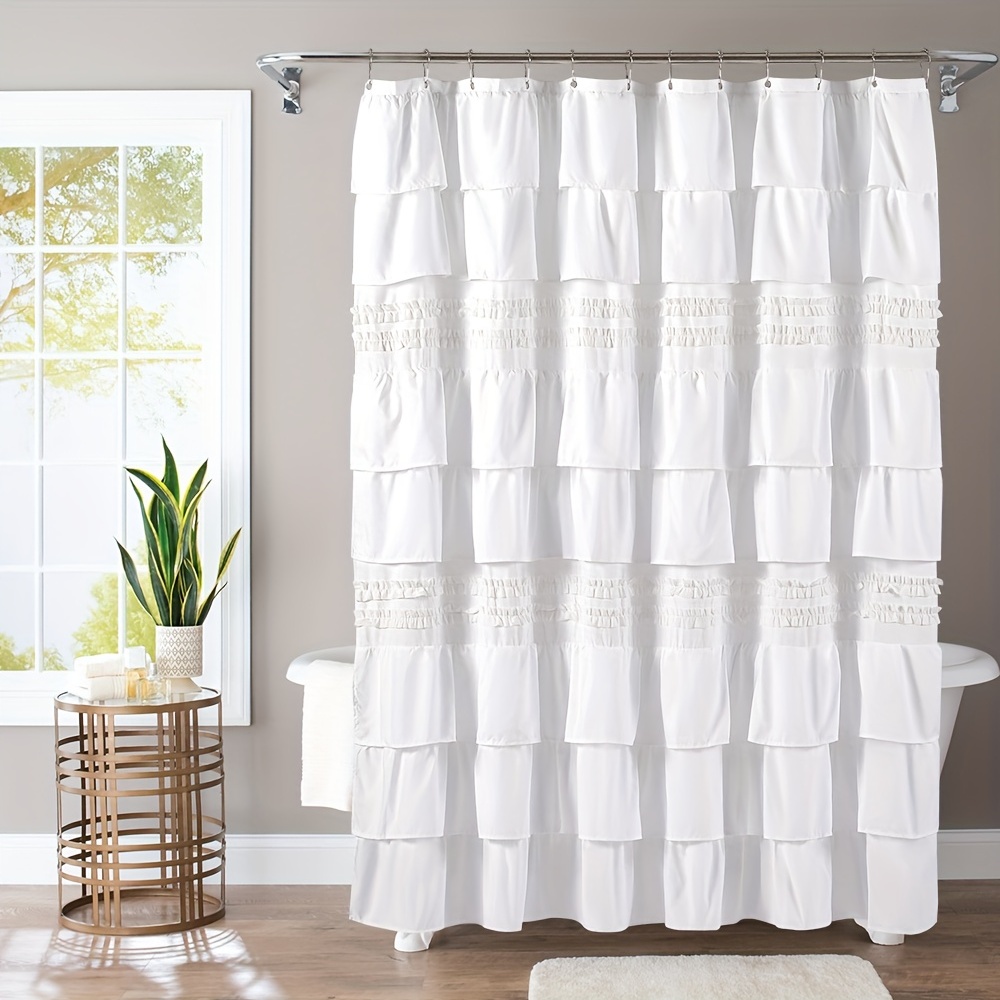 Shower Curtain Tassel Modern Farmhouse Pink Striped Shower Curtain with  Tassels for Bathroom Decor 72x72 