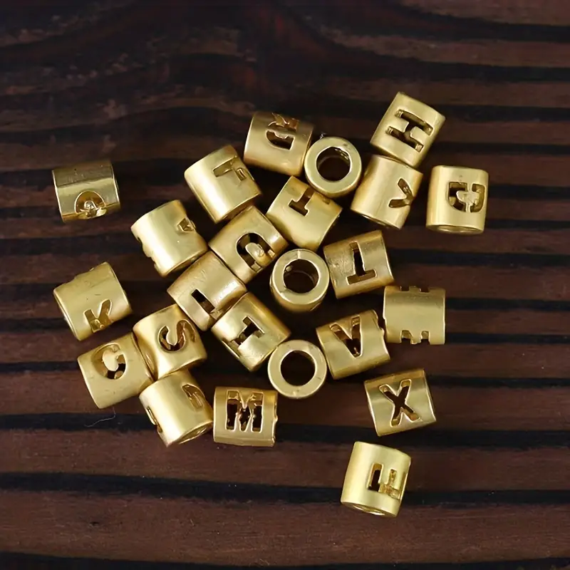 Lucky Letters Love Beads Golden Cylinder Alloy Letter Beads - Temu