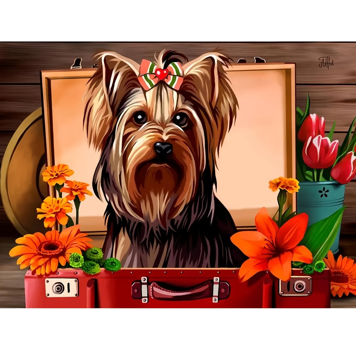 5d Diy Artifical Diamond Painting Cute Dog Full Drill - Temu