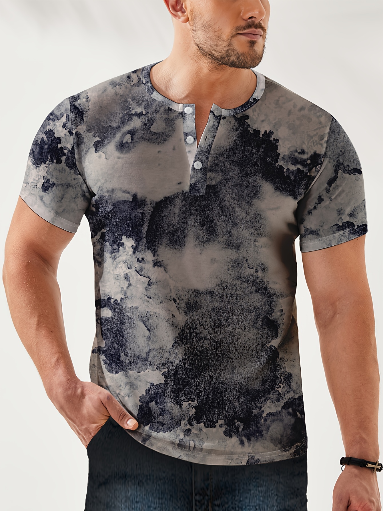 printed henley shirt