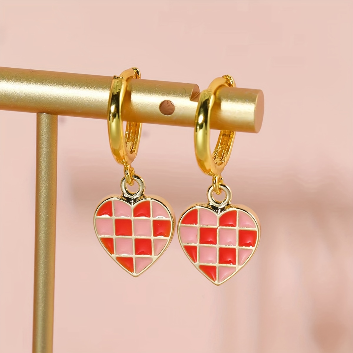 LV Heart Earrings in Pink