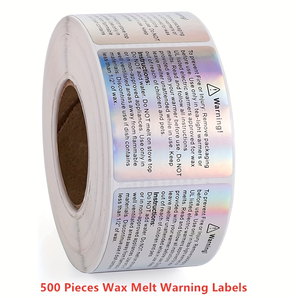 500 Pcs 1.5 inches Wax Melt Warning Labels Holographic Round Candle Warning  Labels Candle Safety Stickers Labels for Candle Jars Tins Containers Candle  Making Supplies