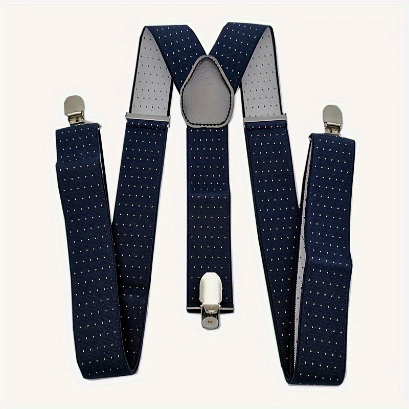 Image of 1.37-inch Wide Large Size Dot Printed Suspenders For Men, Elastic Adjustable Y-back Suspenders, Ideal For Office, Outing, Party, Wedding & Gift Accessories