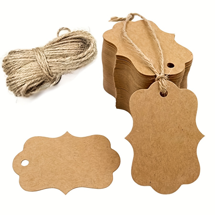 100pcs Kraft Paper Tags with Jute Twine DIY Gifts Crafts Price Luggage Name  Tags Sewing DIY Garment Labels 4*2CM kraft paper tag - AliExpress