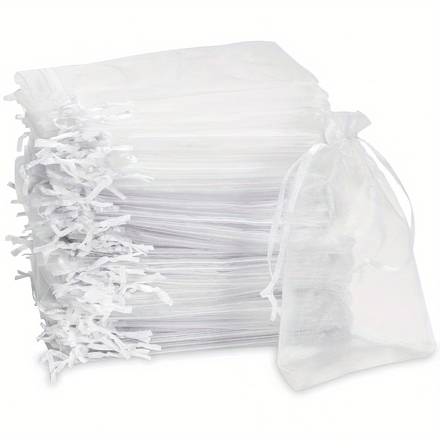  500 Pcs Organza Gift Bags Jewelry Bags Small Mesh Bags  Drawstring Sachet Bags Wedding Favor Bags Bracelet Bags for Packaging Sheer  Bags Jewelry Pouches for Small Gifts (White, 3 x 4