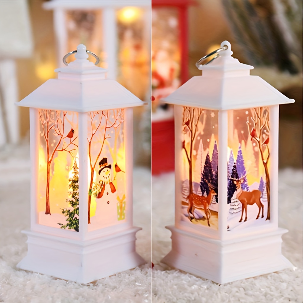 Vintage Christmas Led Lantern Battery Operated Santa Claus Snowman Pendant  Lamp For Xmas Home Party Table Decoration