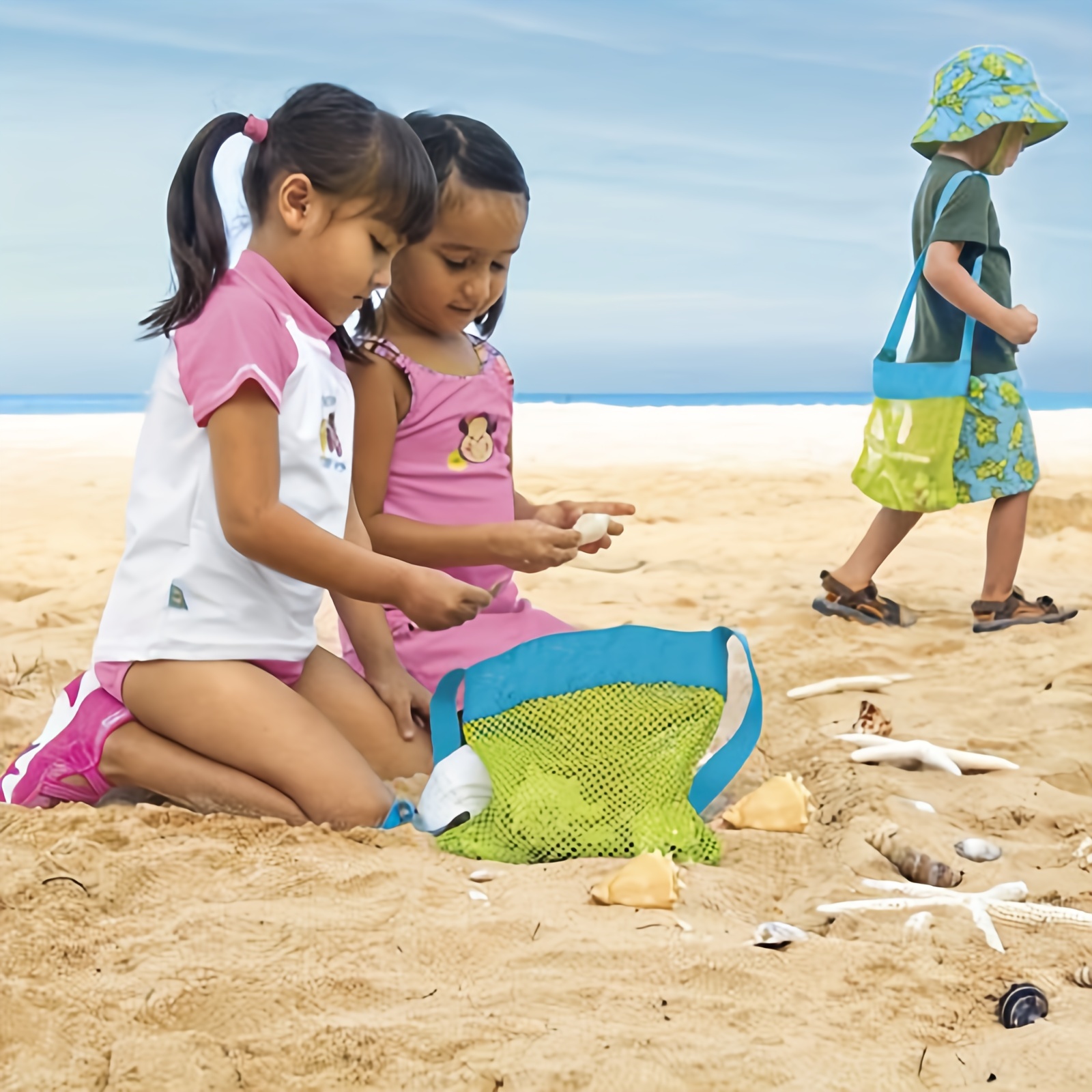 Mesh Beach Bag Tote Sand Toys Beach Net - Temu
