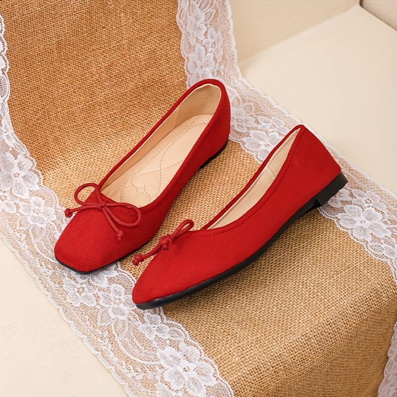 ohotoro Square Ballet Pumps（24cm） women's red square toe flats slip comfortable - Temu