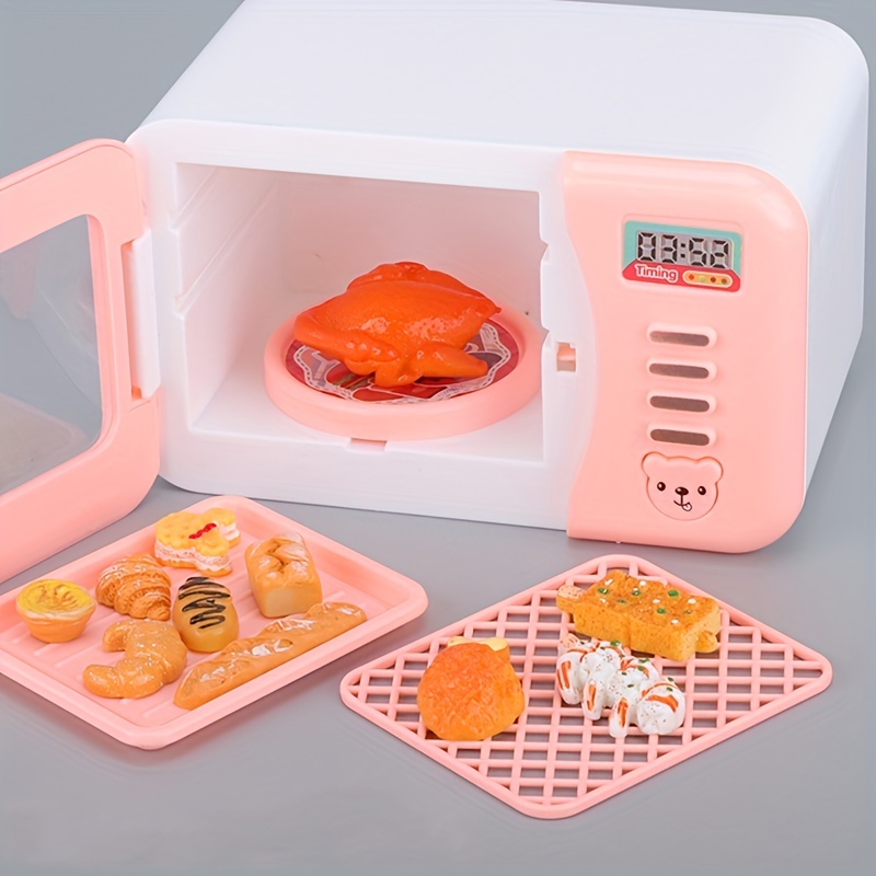 1pc Mini House Microwave Oven Toy Simulation Kitchen Appliance Model Toy  (Pink)