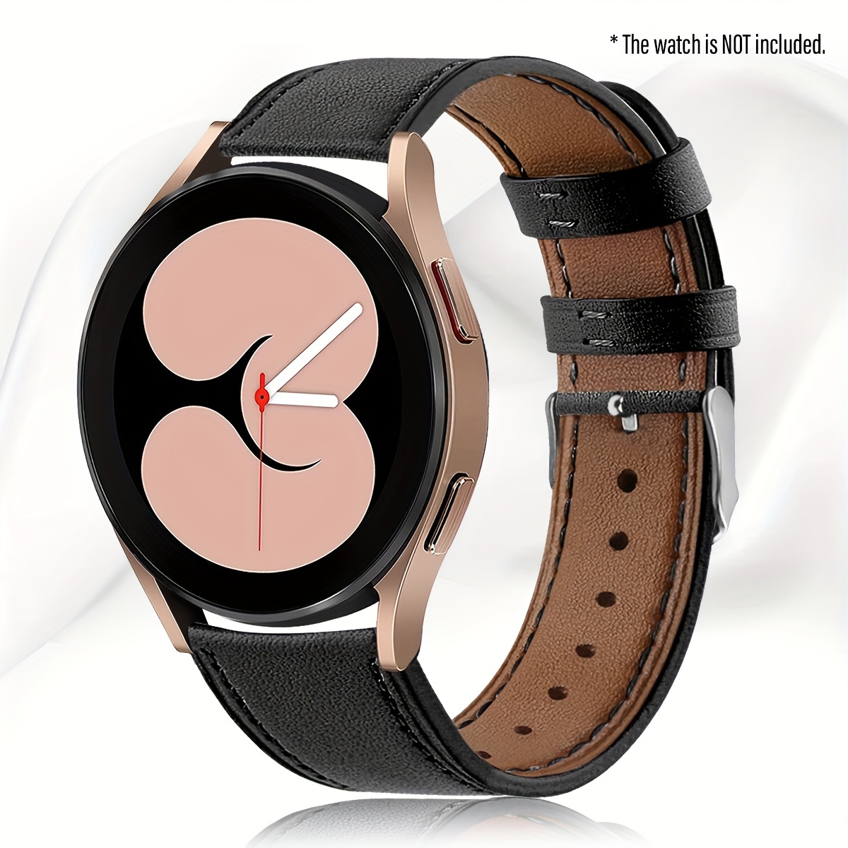Samsung Galaxy Watch 4 Leather Bracelet 40mm 44mm Slim Black & Silver  Galaxy Watch 4 Classic Band 42mm 46mm Leather Watch Wristband