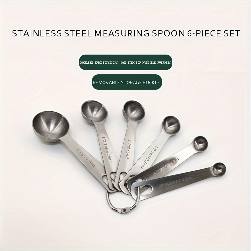 6-pc Narrow Stainless Steel Measuring Spoon Set