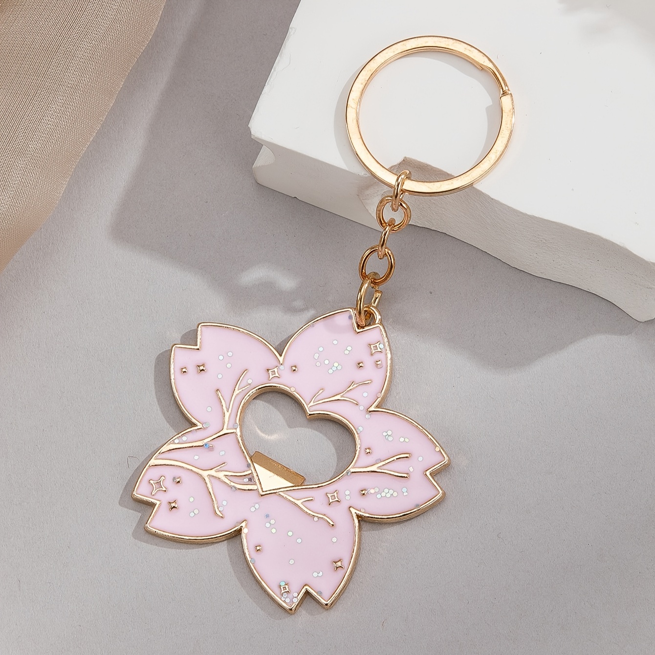 Image of 1pc Cherry Bottle Opener Keychain - Cute Pink Alloy Bottle Opener With Key Suitable For Daily Wear, Car Keys, Bag Pendant, Holiday Gift For &, Spring