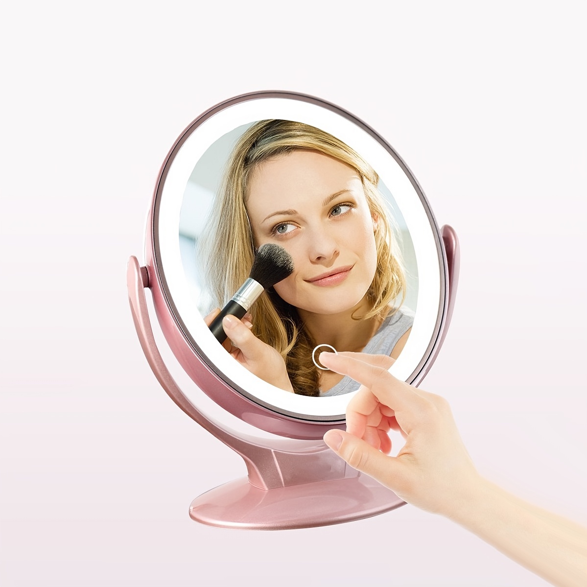 Makeup Mirror With Light, Double-sided 1x/7x Magnifying Mirror,usb  Rechargeable, 360° Rotating Freestanding Led Mirror For Makeup, Temu  Australia