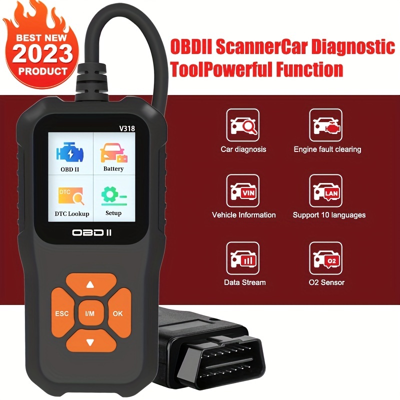 Scanner OBD2, lecteur de code de défaut de moteur de voiture universel  amélioré pour lecteur OBD, outil de diagnostic CAN pour toutes les voitures  avec protocole OBD II depuis 1996 