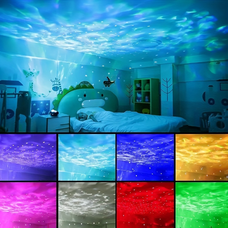 Lumière De Projection LED D'ondulation D'eau, Motif 7 Couleurs Et  Télécommande, Projecteur D'étoiles Galaxie, Projecteur De Veilleuse De  Chambre À