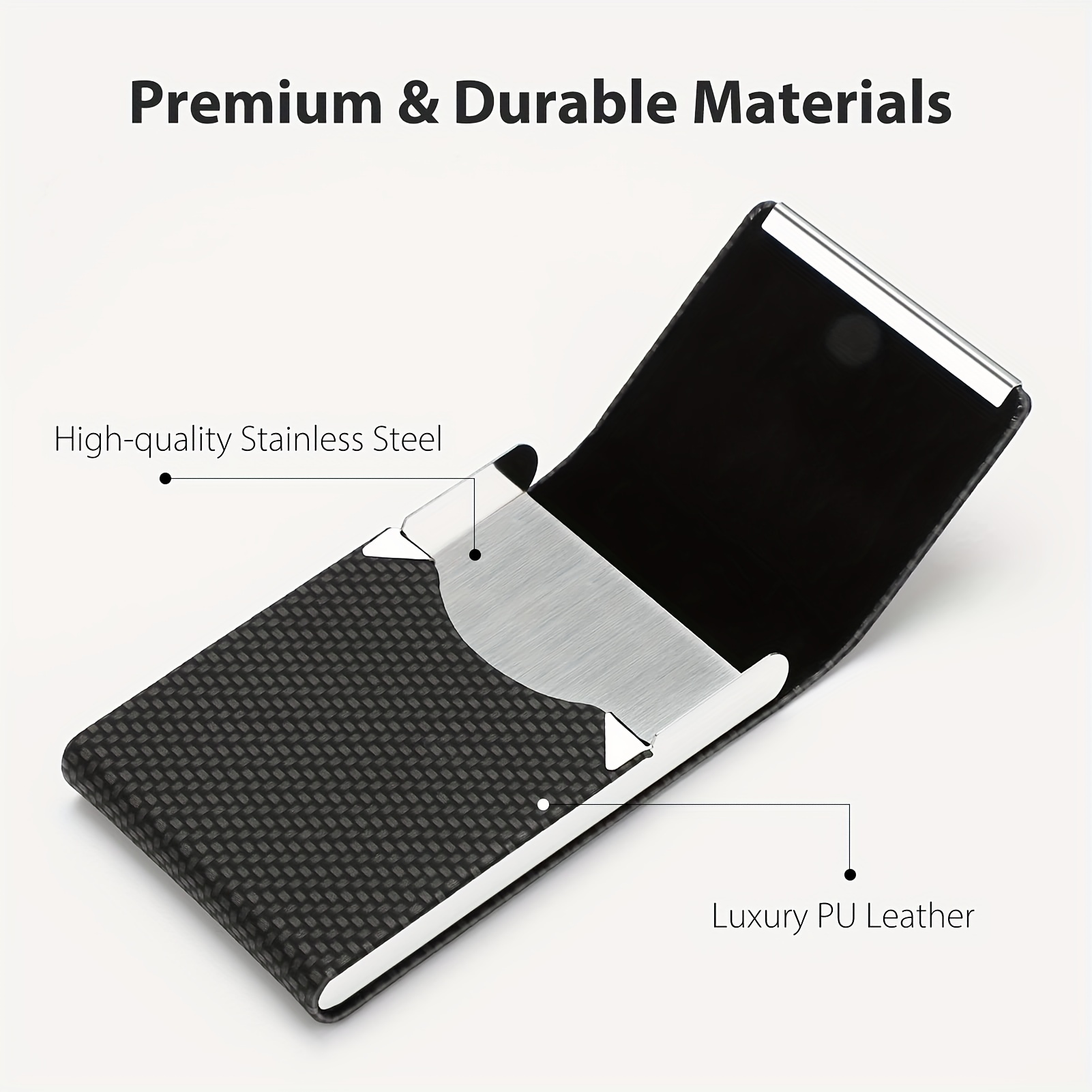 Business Card Holder, Luxury PU Leather Business Card Case Name Card Holder  & Stainless Steel Multi Card Case - Wallet Credit Card ID Case, Slim Metal  Pocket Card Holder with Magnetic Shut (