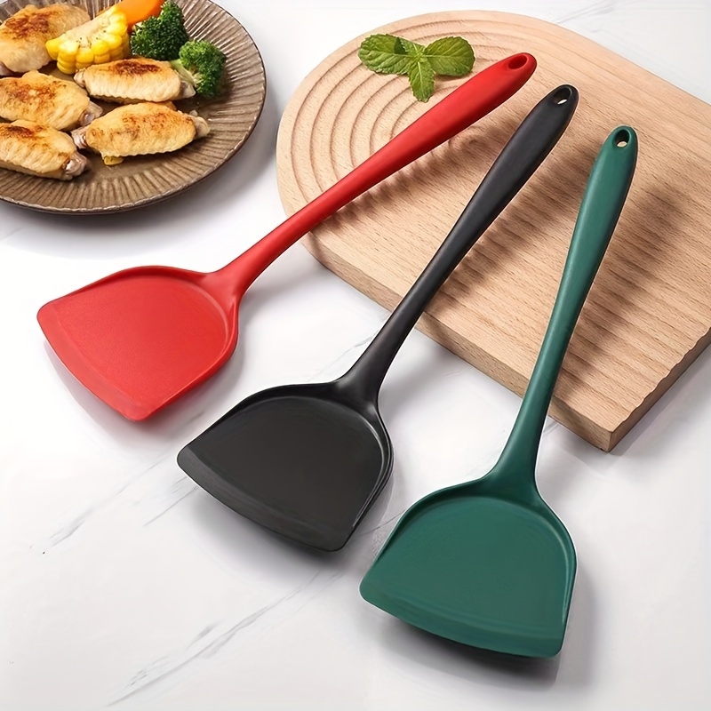 High Temperature Resistant Silicone Spatula Non-stick Surface Special  Cooking Spatula Cooking Food Level Household Spatula Kitchen Cooking Full  Shovel Black Red Green Cooking Spatula Kitchen Utensils - Temu