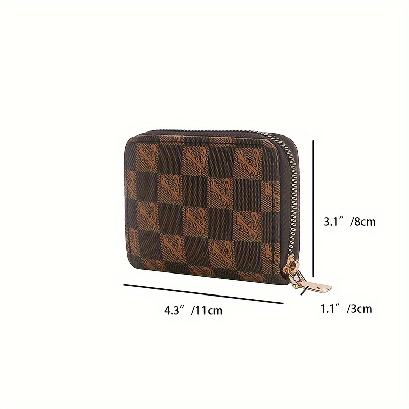 Vintage Plaid Print Short Wallet, Zipper Around Coin Purse, Versatile  Credit Card Holder - Temu