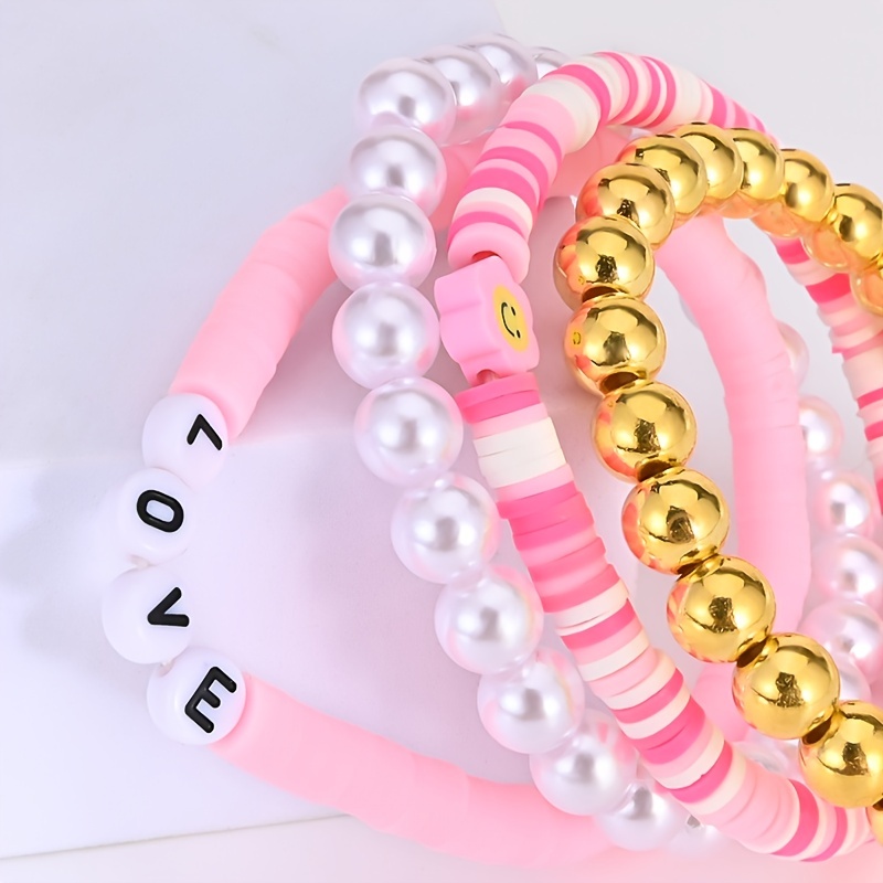 Colorful Stackable Love Letter Bracelets For Women Soft Clay