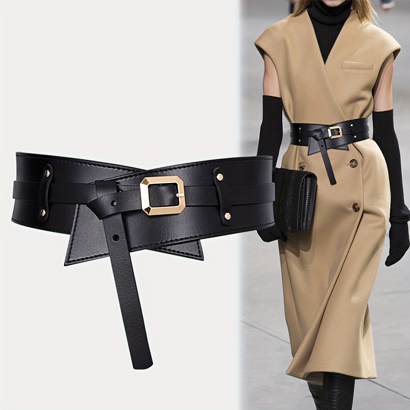 Women Faux Suede Fabric Waist Belts Cinch Buckle Waistband Belt for Dress  Shirt 