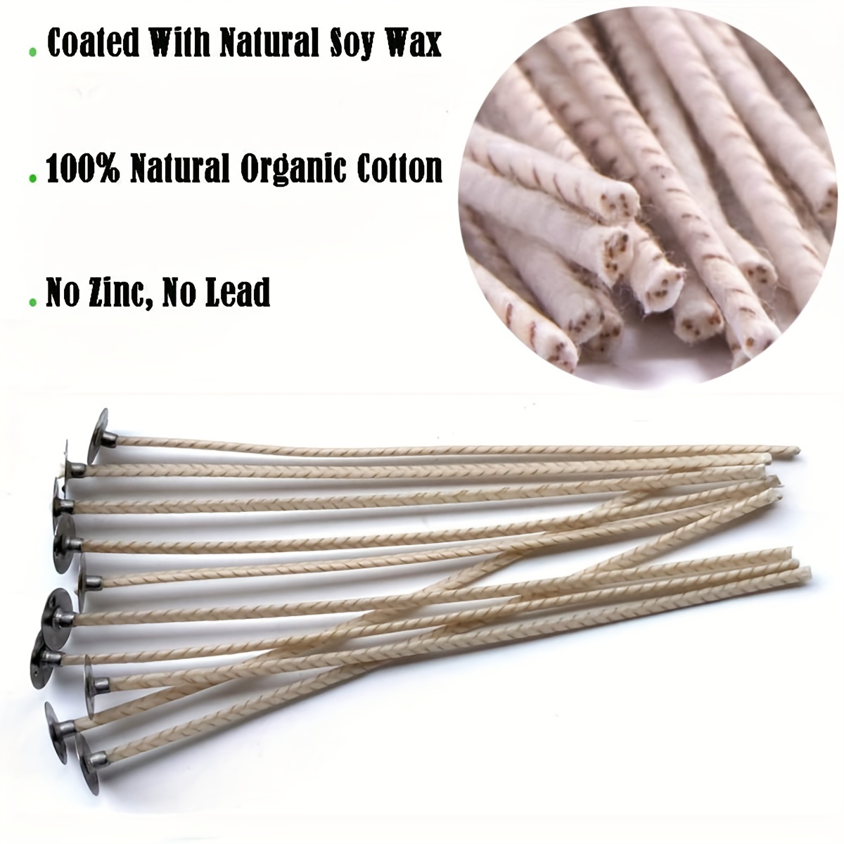 220 pcs Wicks for Soy Candles, 6 inch Pre-Waxed Candle Wick for Candle  Making,Thick Candle Wick with Base