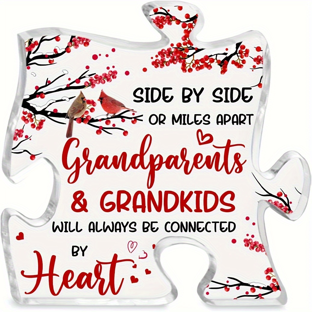 Funnli Grandson Gifts from Grandma Grandpa Acrylic Puzzle Plaque - Birthday  Gifts for Grandson 3.35 x 2.76 Inch Desk Decorations - Anniversary Wedding