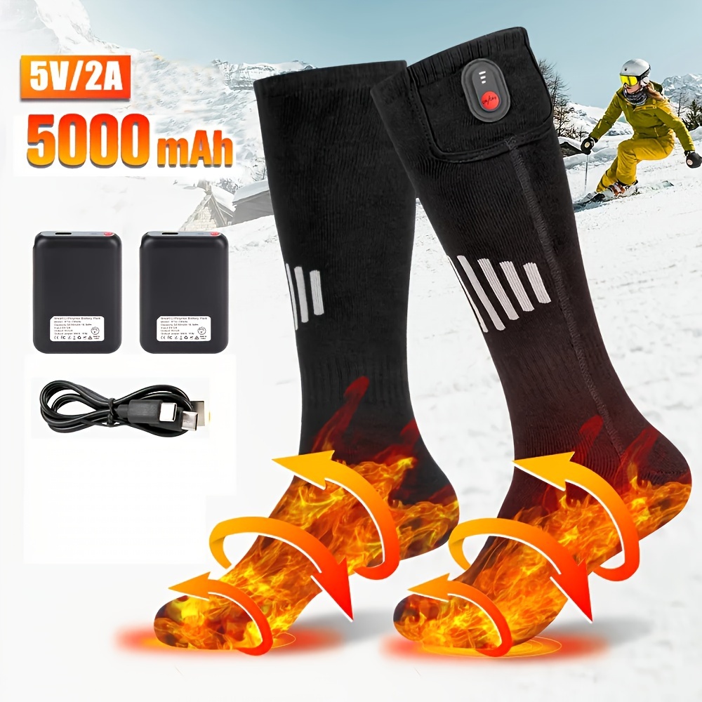 Calcetines Calefactables,Calcetines Térmicos Recargables de 5000 mAh, Calcetines Eléctricos Calientes con 3 Ajustes de Calor para Mujeres y  Hombres para Camping,Esquí,Pesca,Caza (XL) : : Deportes y aire  libre