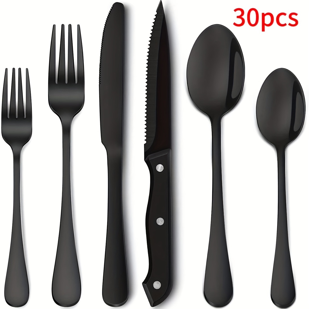 Black Silverware Set Stainless Steel Cutlery Set Includes - Temu