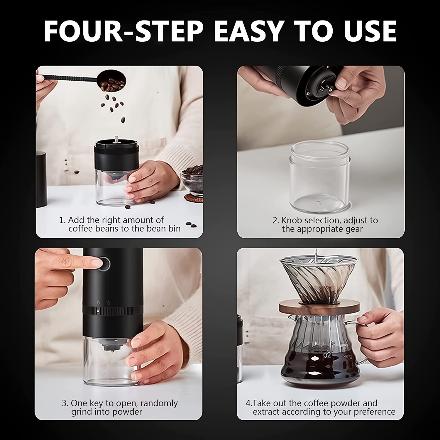 Cordless Coffee Grinder Electric, 2 in 1 Manual Electric Coffee Bean  Grinder, Bean Grinder with Ceramic Grinding Core, USB Rechargeable One  Button