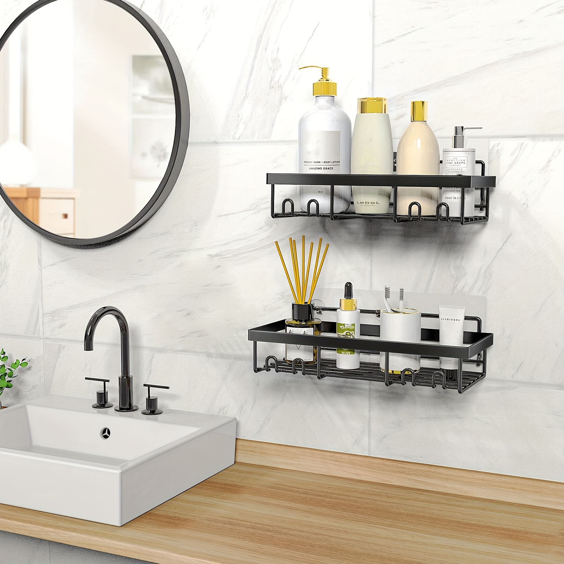 ETAGÈRE DOUCHE SANS Percage, 5 PCS Etagere Rangement Salle de Bain