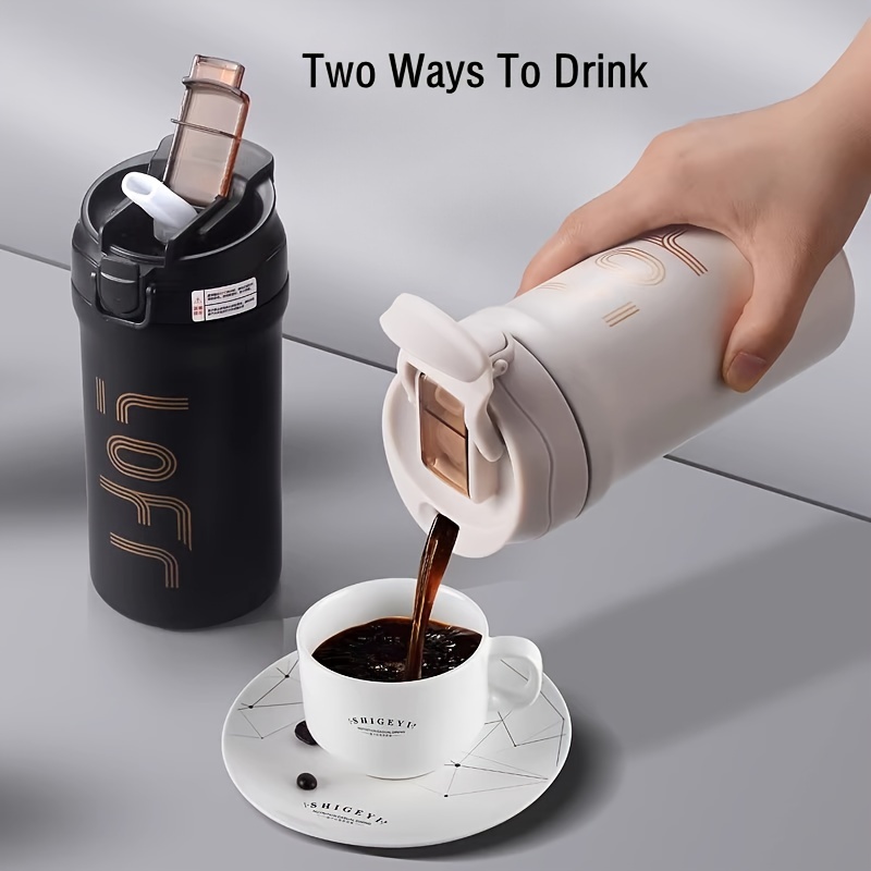 1pc 600ml large stainless steel travel mug portable car vacuum flask sport coffee tumbler details 1