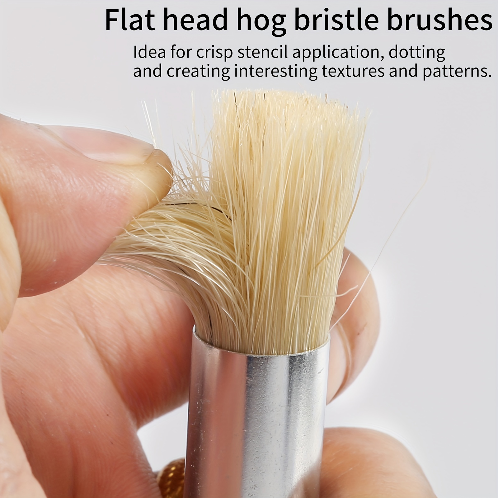 COCODE Wooden Stencil Brush (Set of 3), Natural Bristle Brushes Perfect for Acrylic  Painting