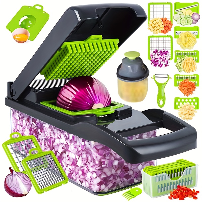 Vegetable Food Chopper, 13 in 1 Multifunctional Vegetable Cutter & Slicer,  Kitchen Food Slicer Onion Dicer, Salad Chopper Food Dicer, Manual Hand