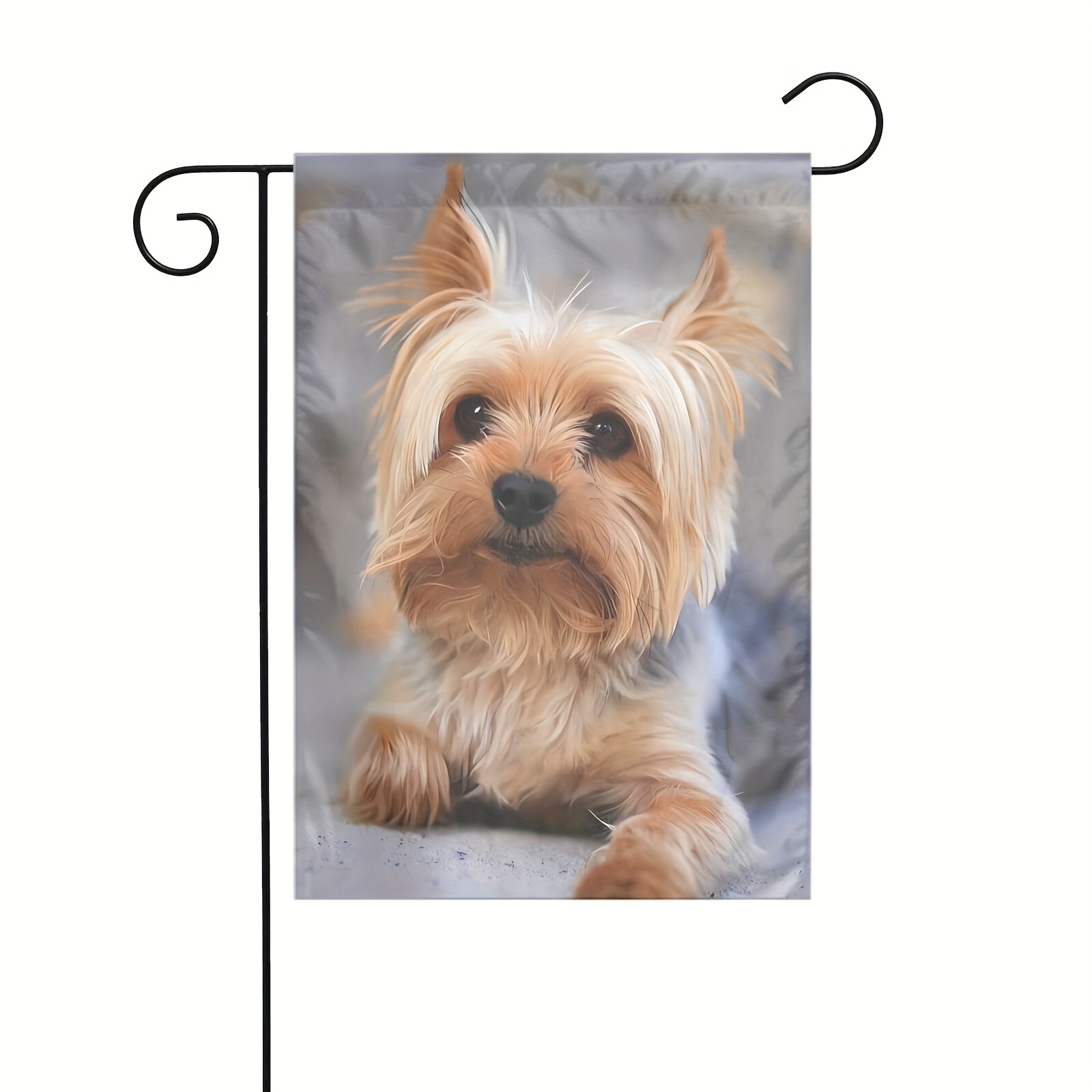 TEMU 1pc Yorkshire Terrier Puppy Garden Flag - 12x18 Inch, Vivid & Uv-resistant Colors, Dual-sided Print For Outdoor Home & Yard Decor, Seasonal