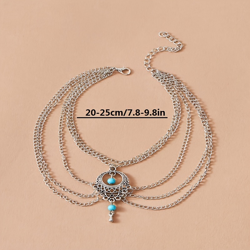Boho Style Layered Beaded Ankle Bracelets for Women