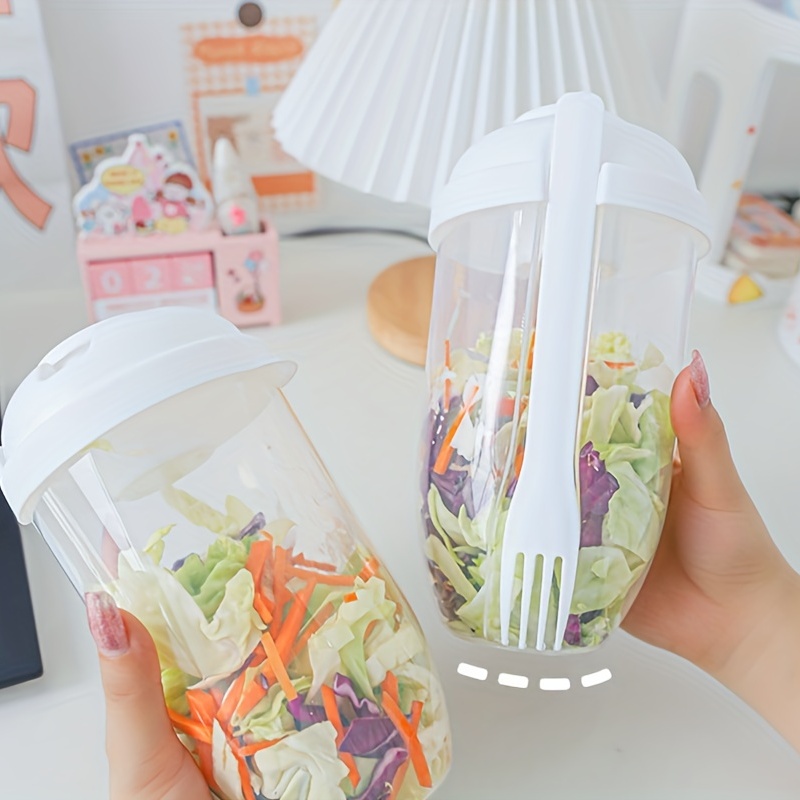 2022 Fresh Salad Container Keep Fit Salad Meal Shaker Cup with Fork and  Salad Dressing Holder, Salad Cup for Picnic, Portable Vegetable Breakfast  to