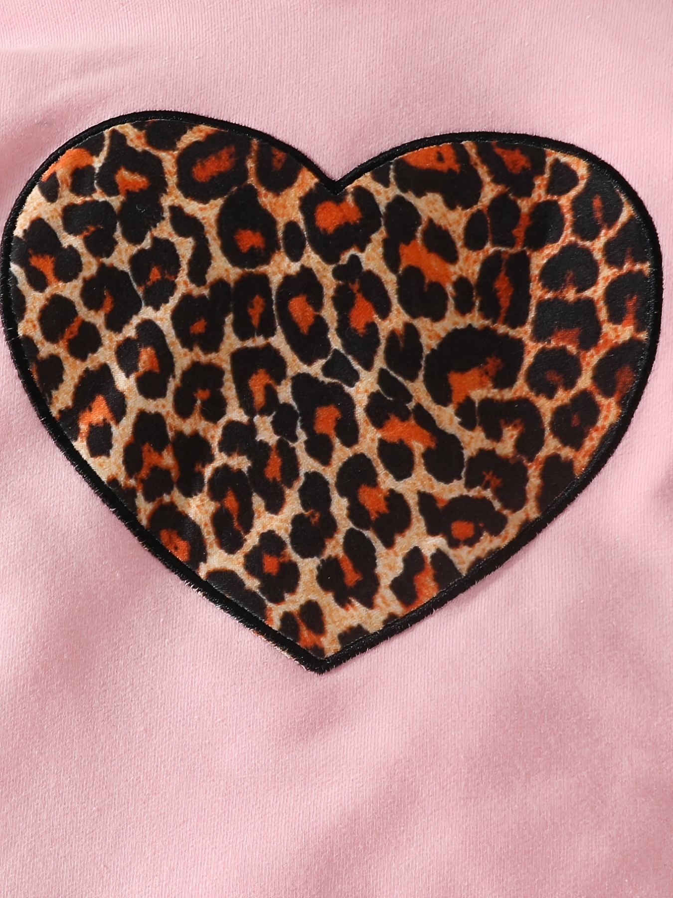 Soft Pink Leopard Print Heart Sweatshirt